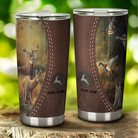 [BUY 1 GET 1 FREE TUMBLER] Wild adventure deer hunting all over print tumbler