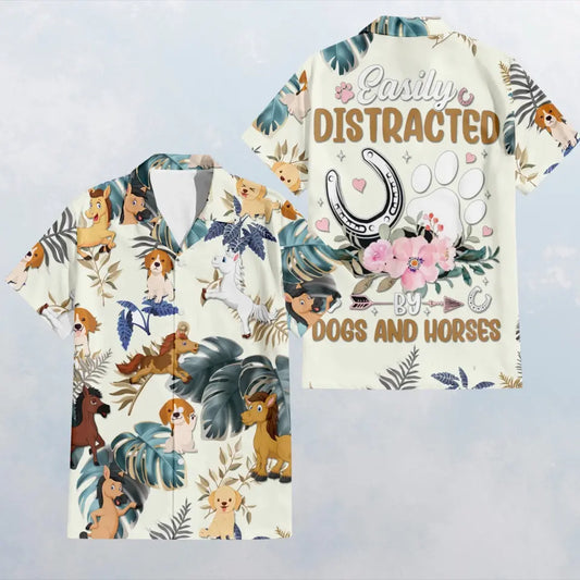 HW006 Easily Distracted by Dogs and Horses Hawaiian Shirt