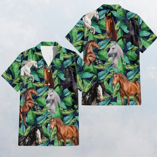 HW010 Horses in the Jungle Hawaiian Shirt