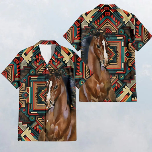 HW013 Brown Horse Hawaiian Shirt