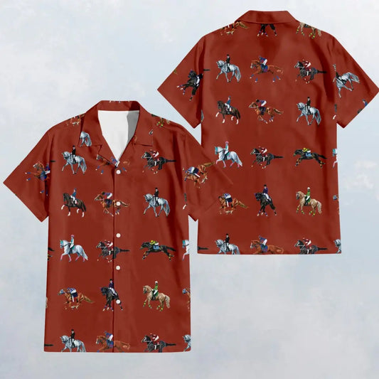 HW026 Racing Horses Pattern Hawaiian Shirt