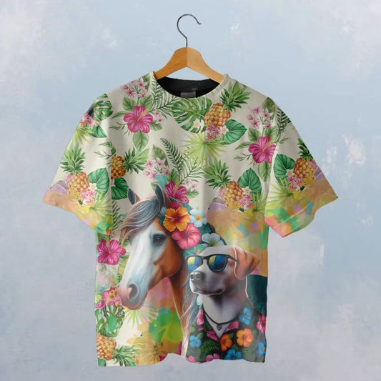 HT028 Horse Racing Black T-Shirt